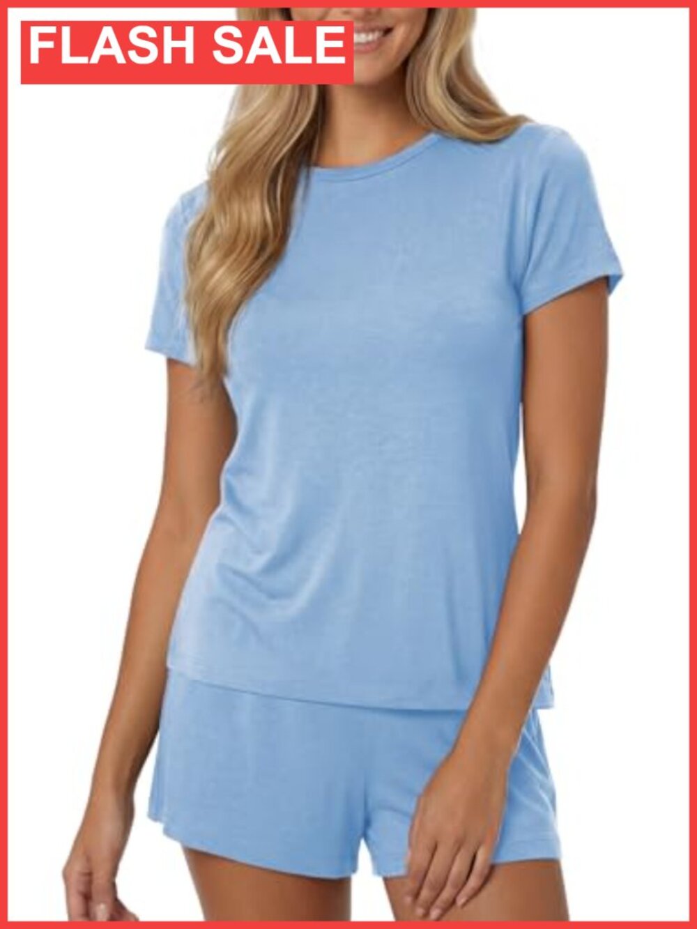 Women's 2 Piece Pajama Set Short Sleeve Top and Shorts Soft Breathable Lounge